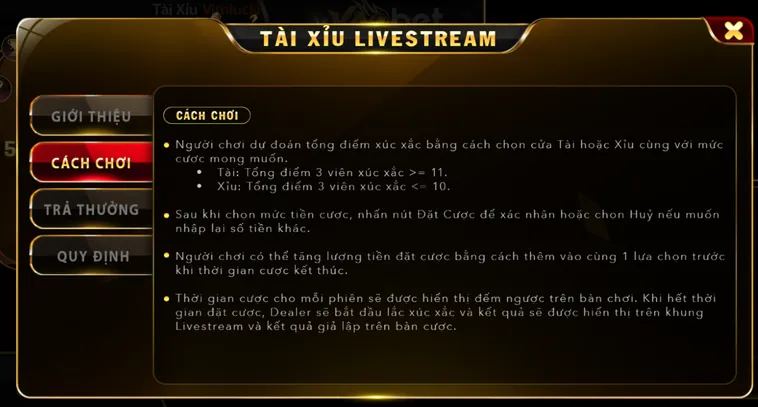 Tài Xỉu Live Tại VaoBet Sảnh Cược Trực Tuyến Đẳng Cấp Với Tỷ Lệ Thắng Khủng